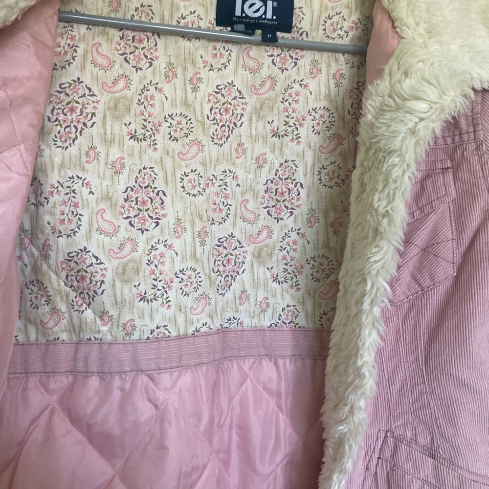LEI Women's Pink Jacket with Faux Fur Collar - Picture 2 of 4